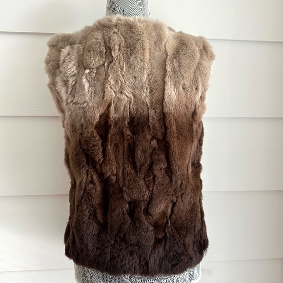 Brown Fur Vest Ombré Rabbit Fur Boho Bohemian Vest - Picture 4 of 7